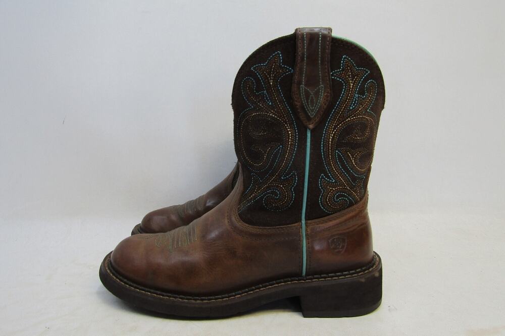Ariat Womens Sz 7.5 B Brown Suede Leather Cowboy Western Boots